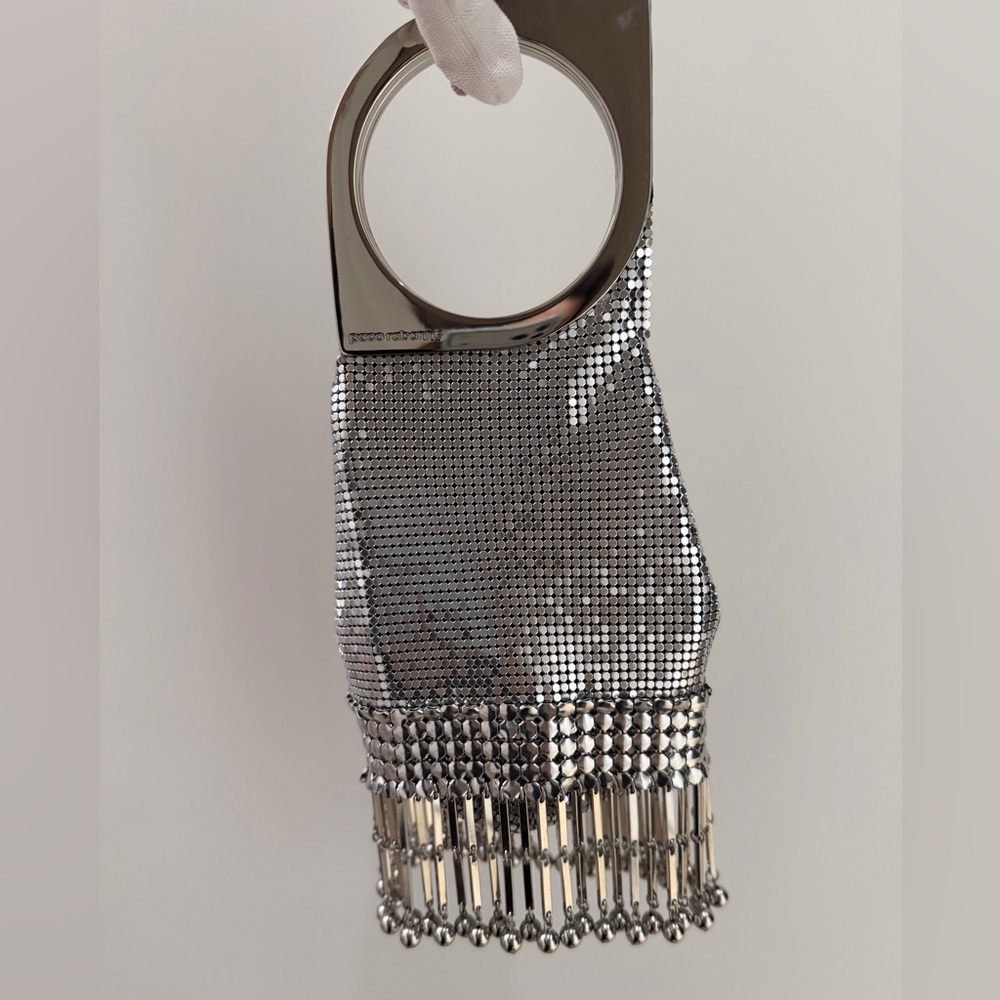 Paco Rabanne Metallic Silver Chainmail Bag with Gold Fringe - Picture 4 of 16